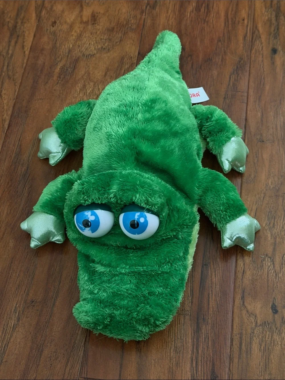 Plush Green Alligator Stuffed Animal with Big Blue Eyes